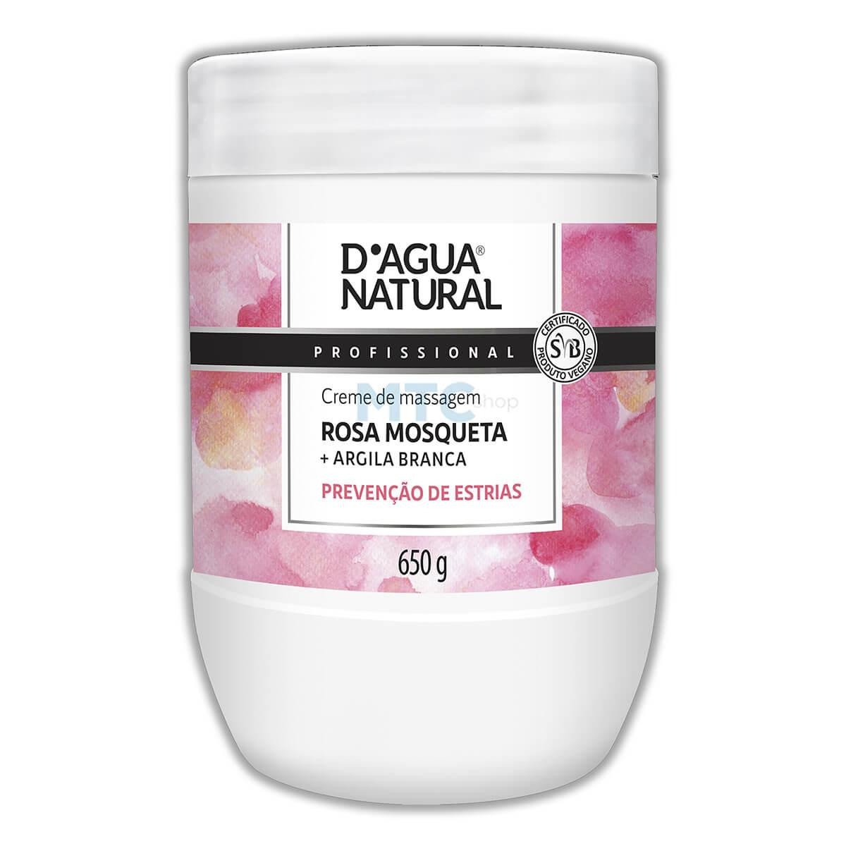 Creme de Massagem Rosa Mosqueta + Argila Branca - 650g - D'Agua Natural
